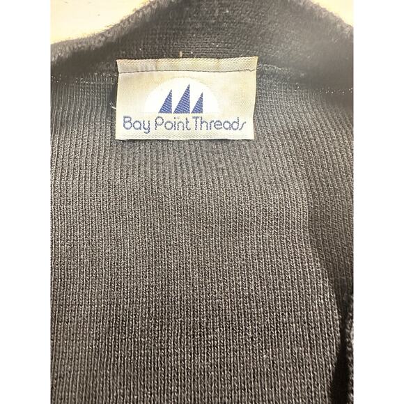 VTG Bay Point Threads Nautical Cardigan Sweater Women L Black Gold Navy Crest - Picture 3 of 8